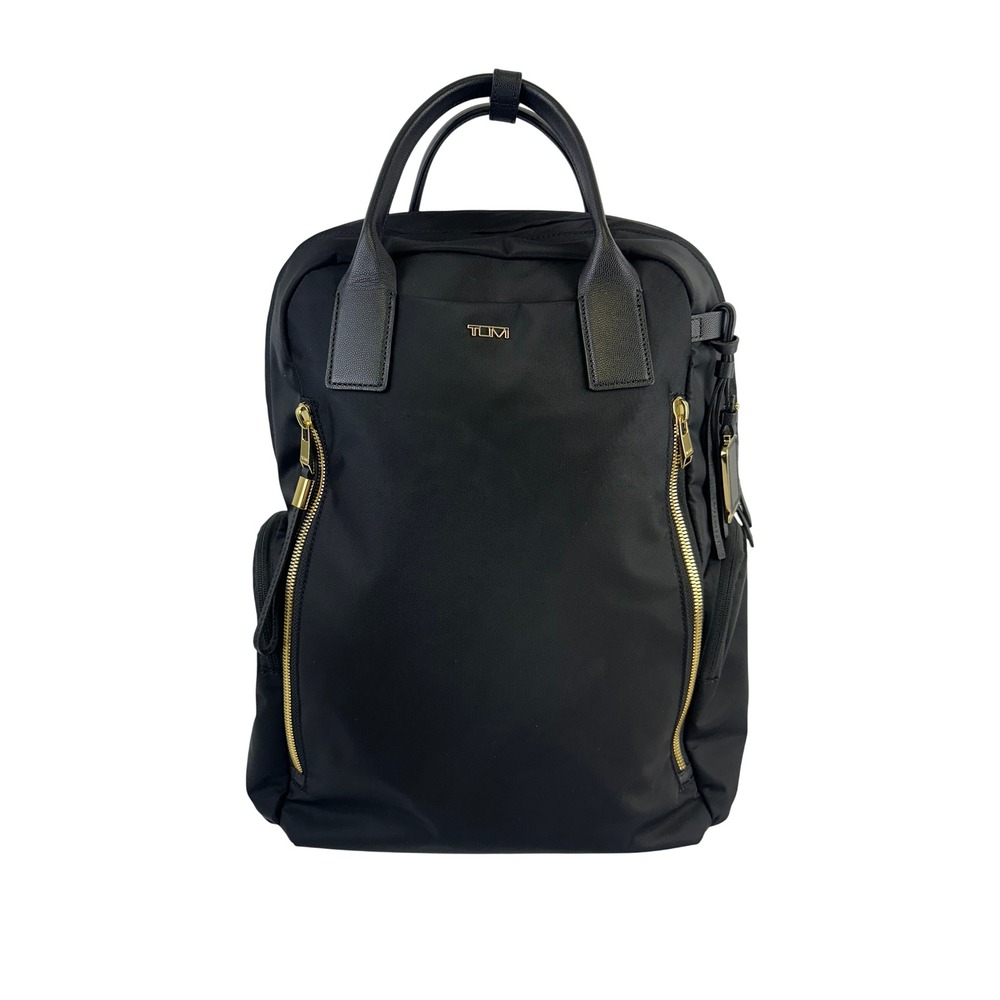 TUMI Voyageur Atlanta Backpack Black Gold Nylon Laptop Travel Bag Quality Luxury
